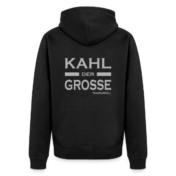 Kahl der Grosse - Haare-Glatze-lustige Sprüche V1 - Unisex Premium Bio Zip Hoodie - Schwarz - Hinten - Nico (187cm)