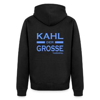 Kahl der Grosse - Haare-Glatze-lustige Sprüche V2 - Unisex Premium Bio Zip Hoodie - Schwarz - Hinten - Nico (187cm)