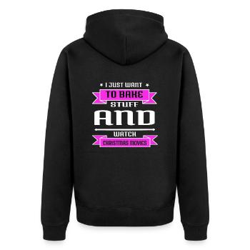 christmas vacation awkward dinosaur moon dino - Unisex Premium Bio Zip Hoodie - Schwarz - Hinten - Nico (187cm)