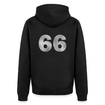 Geburtstag 66 Jahre - Unisex Premium Bio Zip Hoodie - Schwarz - Hinten - Nico (187cm)