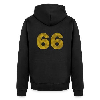 Geburtstag 66 Jahre - Unisex Premium Bio Zip Hoodie - Schwarz - Hinten - Nico (187cm)