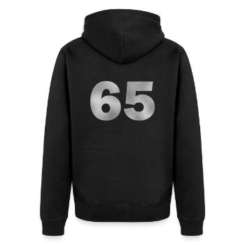 Birthday 65 years - Unisex Premium Organic Zip Hoodie - black - Back - Nico (187cm)