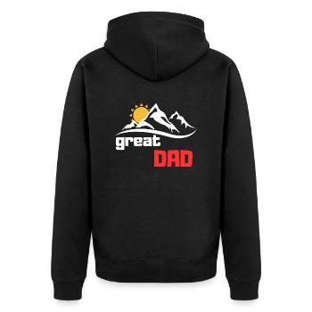 Toller Papa - Unisex Premium Bio Zip Hoodie - Schwarz - Hinten - Nico (187cm)