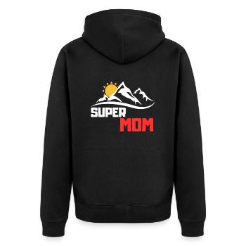 Super Mama - Unisex Premium Bio Zip Hoodie - Schwarz - Hinten - Nico (187cm)