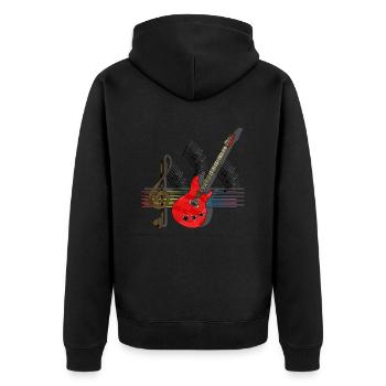 Gitarre - Unisex Premium Bio Zip Hoodie - Schwarz - Hinten - Nico (187cm)