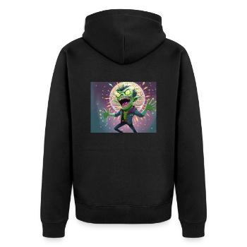 Drunkenstein's Monster Halloween lustiges Wortspiel - Unisex Premium Bio Zip Hoodie - Schwarz - Hinten - Nico (187cm)