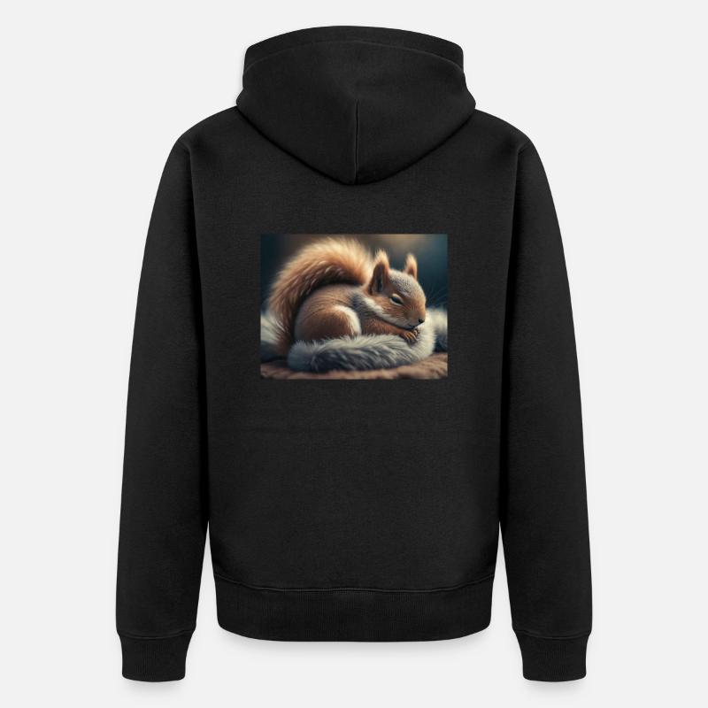 Niedliche Tiere im Winterschlaf – Eichhörnchen - Unisex Premium Bio Zip Hoodie - Schwarz