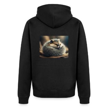 Niedliche Tiere im Winterschlaf – Siebenschläfer - Unisex Premium Bio Zip Hoodie - Schwarz - Hinten - Nico (187cm)
