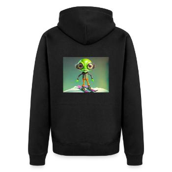mignon petit vert rétro vintage alien skie - Veste à capuche bio Premium Unisexe - noir - Dos - Nico (187cm)
