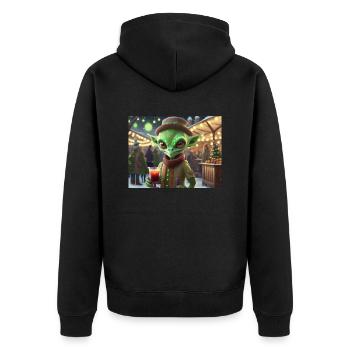 Glühwein trinken am Weihnachtstag - Unisex Premium Bio Zip Hoodie - Schwarz - Hinten - Nico (187cm)