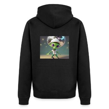 cute little green retro vintage alien everyday - Unisex Premium Organic Zip Hoodie - black - Back - Nico (187cm)