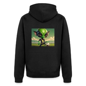 cute little green retro vintage alien everyday - Unisex Premium Organic Zip Hoodie - black - Back - Nico (187cm)
