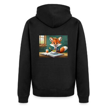 mignon petit renard démon vie quotidienne - déjeuner - Veste à capuche bio Premium Unisexe - noir - Dos - Nico (187cm)
