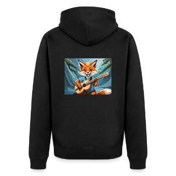 mignon petit renard démon vie quotidienne jouant de la guitare - Veste à capuche bio Premium Unisexe - noir - Dos - Nico (187cm)