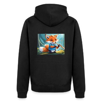 mignon petit renard démon vie quotidienne jouant de la flûte - Veste à capuche bio Premium Unisexe - noir - Dos - Nico (187cm)