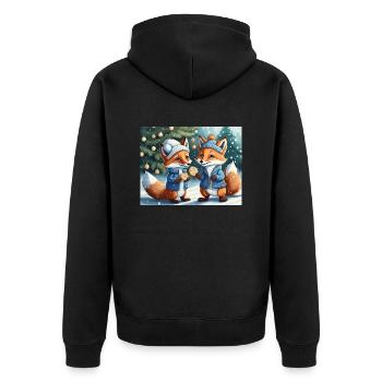 Niedlicher kleiner Teufel Fuchs Alltag – Kekse - Unisex Premium Bio Zip Hoodie - Schwarz - Hinten - Nico (187cm)