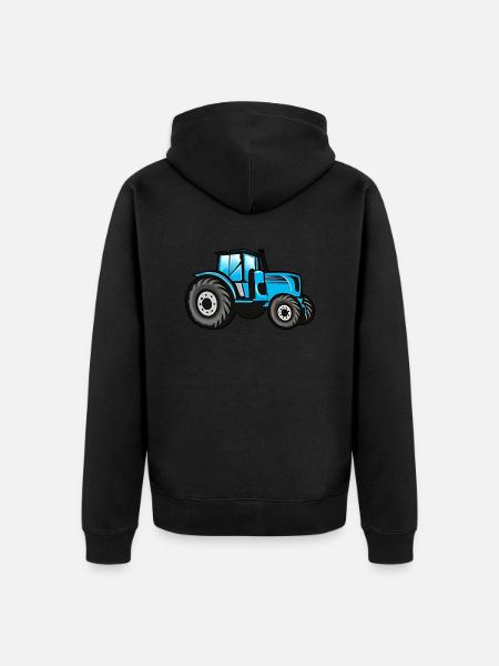 Großer Blauer Traktor - Unisex Premium Bio Zip Hoodie - Schwarz