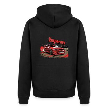 Kaiser Lancer Evo 6 - Unisex Premium Bio Zip Hoodie - Schwarz - Hinten - Nico (187cm)