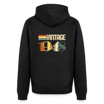 Jahrgang 1948 - 1948 Jubiläumsgeschenk - Unisex Premium Bio Zip Hoodie - Schwarz - Hinten - Nico (187cm)