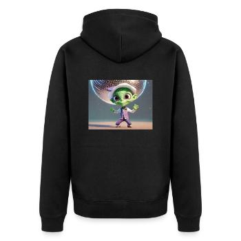 cute little green retro vintage alien dancing - Unisex Premium Organic Zip Hoodie - black - Back - Nico (187cm)