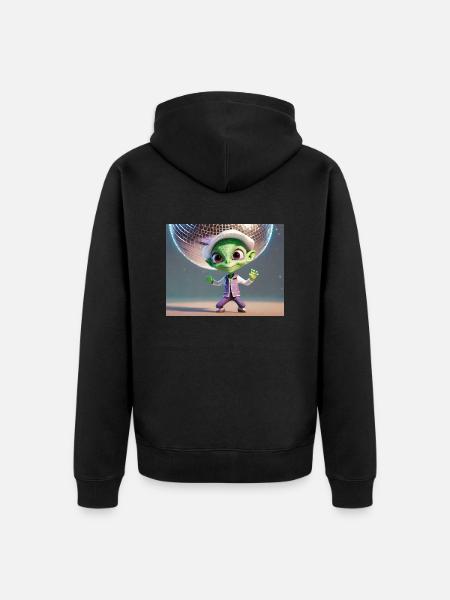 sød lille grøn retro vintage alien dans - Premium økologisk unisex-hættejakke - sort