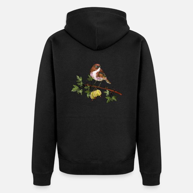 Bunter Vogel - Unisex Premium Bio Zip Hoodie - Schwarz
