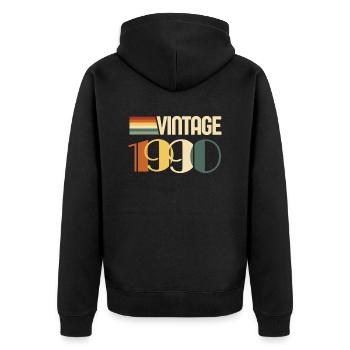 Vintage 1990er Jahre Geburtstagsgeschenk 1990 - Unisex Premium Bio Zip Hoodie - Schwarz - Hinten - Nico (187cm)