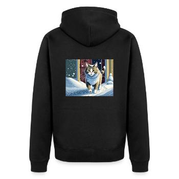 ABC, snow around the kitty ABC, die Katze lief im - Unisex Premium Bio Zip Hoodie - Schwarz - Hinten - Nico (187cm)