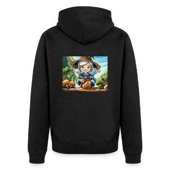 german nursery rhymes Early in the Morning at Six - Unisex Premium Organic Zip Hoodie - black - Back - Nico (187cm)