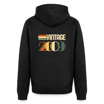 Vintage 2009 - 2009 Anniversary Gift - Unisex Premium Organic Zip Hoodie - black - Back - Nico (187cm)