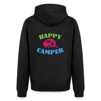 Camping - Unisex Premium Bio Zip Hoodie - Schwarz - Hinten - Nico (187cm)
