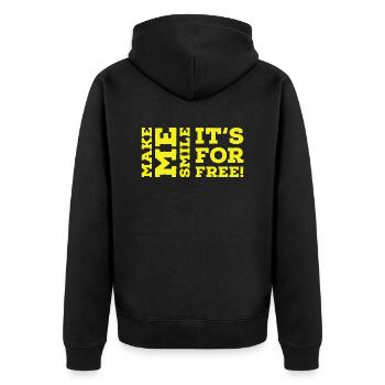 Make me smile - Unisex Premium Bio Zip Hoodie - Schwarz - Hinten - Nico (187cm)