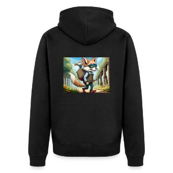 Deutsche Kinderreime illustrierter Comic Backen, Backen - Unisex Premium Bio Zip Hoodie - Schwarz - Hinten - Nico (187cm)