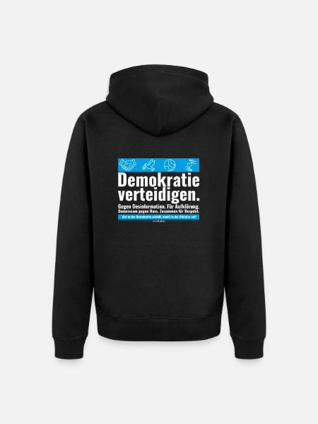 Mimikama Demokratie verteidigen - Unisex Premium Bio Zip Hoodie - Schwarz