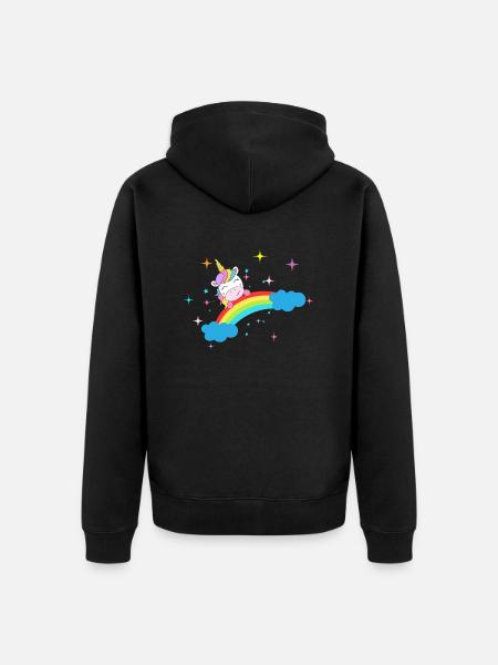 Einhorn - Unisex Premium Bio Zip Hoodie - Schwarz