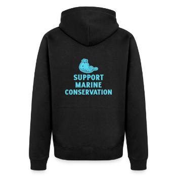 Marine Conservation - Unisex Premium Organic Zip Hoodie - black - Back - Nico (187cm)