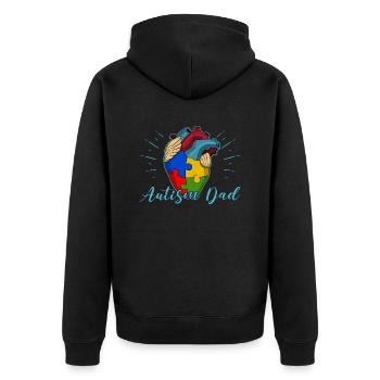 Autisme Papa Coeur Puzzle Pièce Hommes Femmes Enfants - Veste à capuche bio Premium Unisexe - noir - Dos - Nico (187cm)