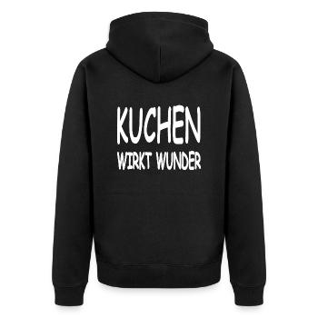 Kuchen - Unisex Premium Bio Zip Hoodie - Schwarz - Hinten - Nico (187cm)