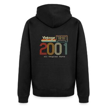 Original 2001 Vintage Vintage Retro Birthday - Unisex Premium Organic Zip Hoodie - black - Back - Nico (187cm)