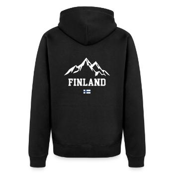 Finnland Berge Urlaub Berg - Unisex Premium Bio Zip Hoodie - Schwarz - Hinten - Nico (187cm)