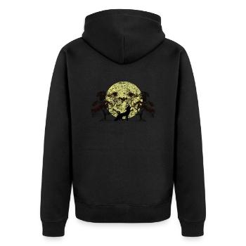 Mond Wald Fuchs Füchse Bäume Baum - Unisex Premium Bio Zip Hoodie - Schwarz - Hinten - Nico (187cm)