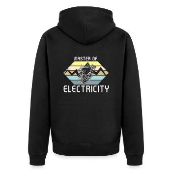 Master of electricity Elektriker Lichttechniker - Unisex Premium Bio Zip Hoodie - Schwarz - Hinten - Nico (187cm)