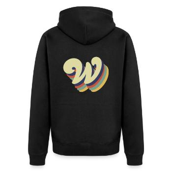 Retro-Brief w - Unisex Premium Bio Zip Hoodie - Schwarz - Hinten - Nico (187cm)