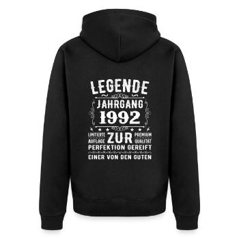 Legend - Vintage 1992 - Matured to perfection - Unisex Premium Organic Zip Hoodie - black - Back - Nico (187cm)