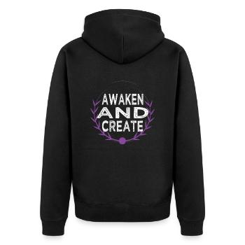 technological innovation enlightenment gift idea - Unisex Premium Bio Zip Hoodie - Schwarz - Hinten - Nico (187cm)