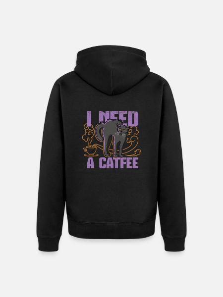 catfee - Unisex Premium Organic Zip Hoodie - black