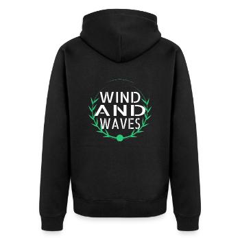 cool liberation windsurfing community present idea - Unisex Premium Bio Zip Hoodie - Schwarz - Hinten - Nico (187cm)