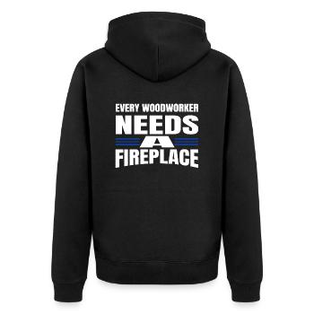 chainsaw carpenter arboriculturist awesome felling - Unisex Premium Bio Zip Hoodie - Schwarz - Hinten - Nico (187cm)