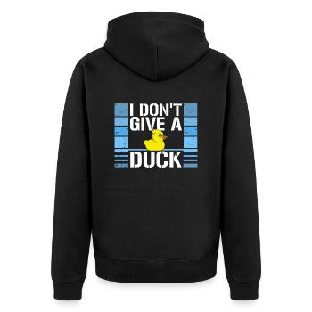 Lustig Ich gebe keine Ente Gummienten Sarkasmus - Unisex Premium Bio Zip Hoodie - Schwarz - Hinten - Nico (187cm)