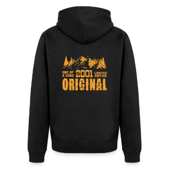 Geburtstagsgeschenk 2001 - 2001 - Unisex Premium Bio Zip Hoodie - Schwarz - Hinten - Nico (187cm)